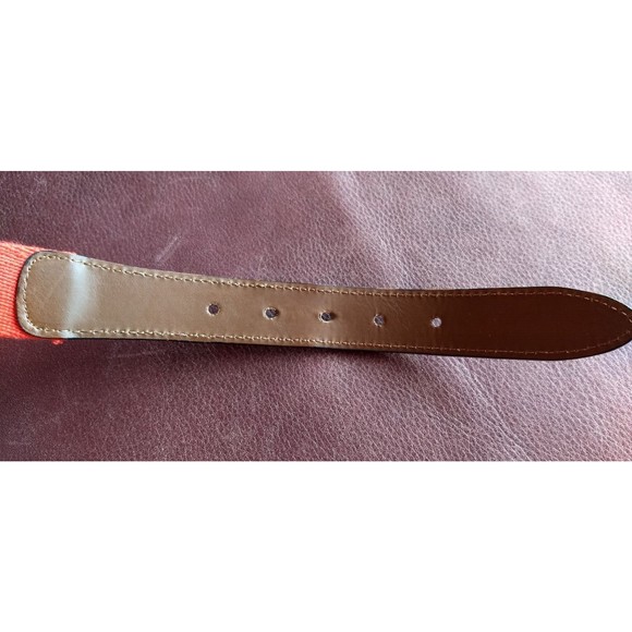 TOMMY HILFIGER Canvas Leather Belt Grosgrain Blue Nautical Ribbon Summer Size 32 - Picture 11 of 16